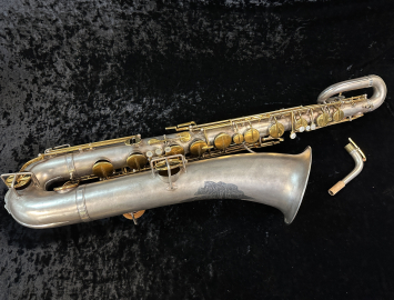 Photo Vintage Silver & Gold Plated Buescher True Tone Bari Sax - Serial # 22401